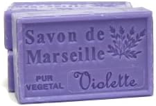 Pure vegetable: 3 x Violet Soaps à 125 g (4.4 oz.), Soap Set (Savon de Marseille)