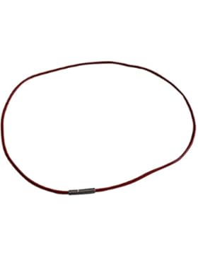Halsband aus Leder, rot, 2,5 mm, 45 cm, Bajonettverschluss Metall