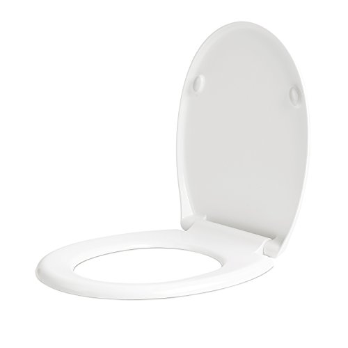 Homitex WC Sitz mit Absenkautomatik Duroplast Quick-Release Edelstahl Scharniere Antibac Weiß - 5