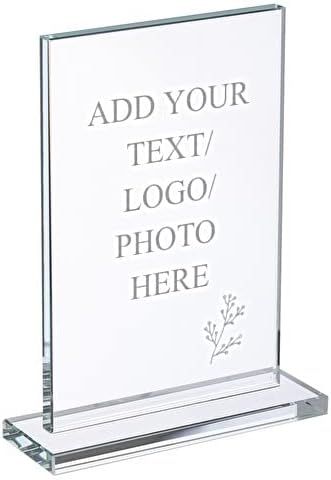 Wanapix | Trofeo Personalizado con Nombre y Texto | Cristal Grabado (Escala de Grises) | Premio Personalizado | Rectangular 12x19 cm | Incluye Estuche para Guardar | Detalle Original