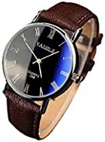 Fashion Luxury Men's Quartz Analogue Watch Brown Faux Leather