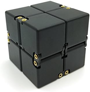 Mamaer Infinity Cube Fidget Aluminium Alloy Infinity Cube Fidget Toy- Infinity Turn Spin Cube EDC Fidgeting for Anti-Stress and Anxiety Relief, Killing Time Toys, Stress Relieving Toys Funny (Black)