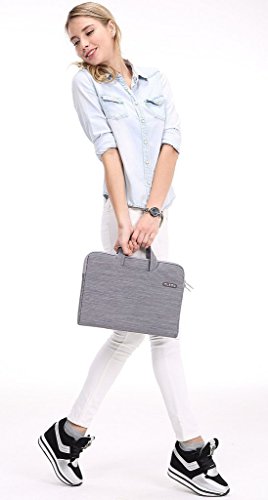 Plemo Denim-Gewebe Tasche Hülle Aktentasche Sleeve für 33-33,8 cm (13-13,3 Zoll) Laptop / Notebook Computer / MacBook / MacBook Pro / MacBook Air, Grau - 3