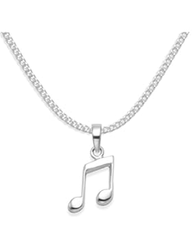 Musiknoten-Design, Sterling-Silber 925, Anhänger mit 40cm Kette - Größe 10 mm. Geschenkbox
