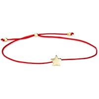 SCHOSCHON Damen Armband Stern 925 Silber in Rot-Gold dünn verstellbar | Armbändchen Sternchen Stoff Schmuck