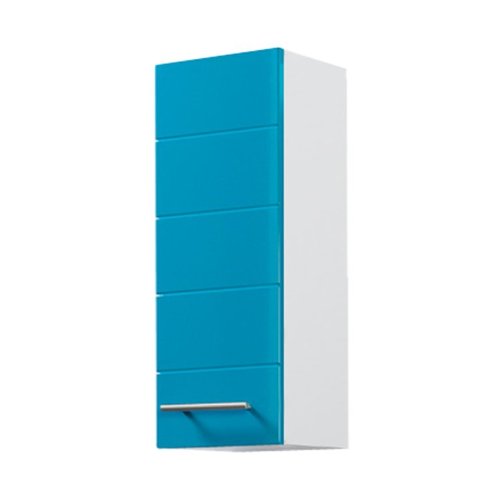 Held Möbel 014.2086 Rimini Hängeschrank 1-türig, 2 Einlegeböden, 25 x 64 x 20 cm, hochglanz türkis / weiß