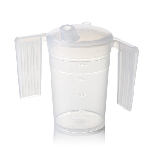 BFH250 Sturdy Drinking Feeder Cup, with 2 Handles, Clear Graduations and Medium Spout Lid 250ml