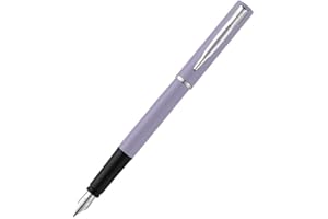 Waterman Allure Stylo plume violet pastel avec bordure chromée, pointe fine en acier inoxydable, encre bleue