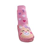Moolecole Baby Boy Girl Toddlers Kids Children Indoor Floor Slippers Shoes Socks Stockings Moccasins ANTISKID Shoes Cute Pink Bear S