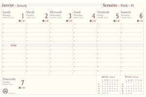 OBERTHUR - 1 Recharge Bloc Up To Date Semainier - Janvier 2026 à Décembre 2026 - Dimension 14 x 21 cm
