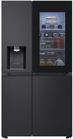 LG GSXE91EVAD Frigorifero Americano InstaView, Classe D, 628 L, Wi-Fi, Dispenser Acqua UVnano Senza Allaccio, Tecnologia Door e Linear Cooling, Acciaio Nero