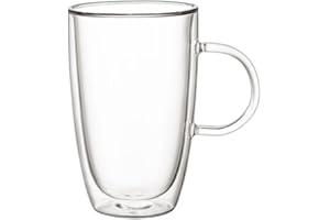 Villeroy & Boch – Artesano Hot & Cold Beverages doppelwandige Gläser, Kaffeebecher, Tassen Set 2 Stück, Becher, Heißgetränkebecher groß, Teetassen, Teegläser mit Henkel, Glastassen heiße Getränke