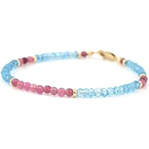 Armband blauer Topas und rosa Turmalin
