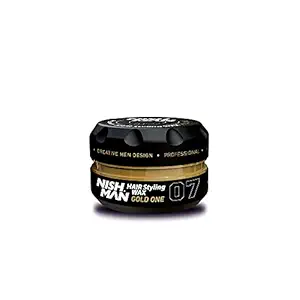 Nishman Hair Styling Hair Wax Gold One: Gloss Finish | Shine Hair Style | Re-Stylable Wax for Men (100g/100ml)