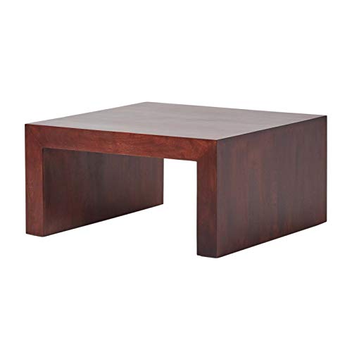 Homescapes Dakota Dark Wood Square Coffee Table 80 x 80 cm Solid Mango