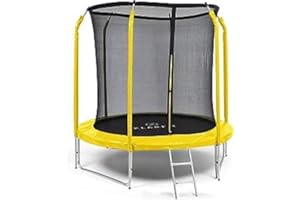 KLAR FIT Klarfit Jumpstarter Trampoline Extérieur Avec Filet de Protection, Échelle Stable, Toile Résistante Aux UV, Compact Pour Enfants, Jeu de Jardin, 250 cm