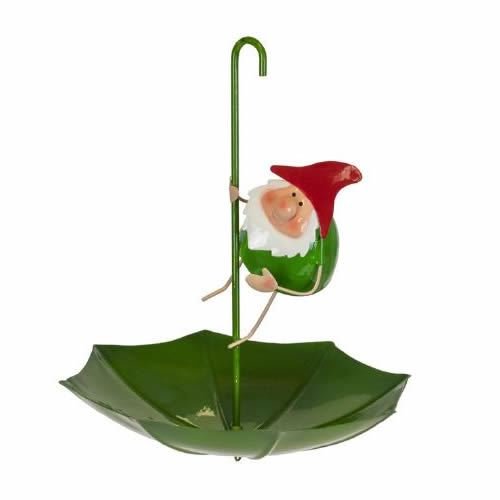 Avenaherbs Gnome Metal Umbrella Bird Feeder Gnomelands
