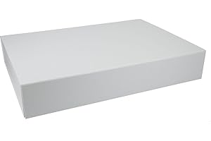 ideas in boxes Premium Gift Box with Lid, Foldable, Gift Box, Magnetic Box, Gift Packaging for Christmas and Birthday, Magnetic Folding Box, Matte White, 37 x 26 x 6 cm