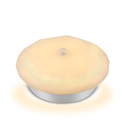 Aiprov Luz del Sensor Movimiento,14 Bombillas LED Luz Nocturna Alimentada por Batería,Luces Noche Automáticas con Magnético,Lámpara con Incombustible Seguro para Armarios Pasillo Escalera Baño Gabinete etc (Blanco-cálido)