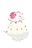 YAYAVAR Girls Net Made Off White & Lime Red Colored Casual Frock for Girls - Set of 01 from 02-08 Years (Lime Red_6-7 Years)