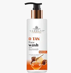 Verdant Natural Care D Tan & Tan Removal Face Wash with Orange Peel & Honey for Skin Illumination- No Parabens & Sulfate - 200 ml