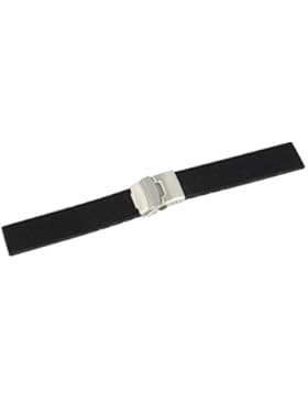 PUREgrey 20 mm Silikon-Kautschuk Uhrenarmband mit Edelstahl Faltschließe schwarz glatt