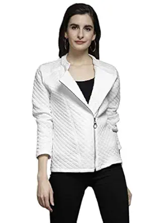 DARZI White Full Sleeve Sweatshirt for Women Stylish Winter Wear Rolled Collar Jacket for Women & Girls
