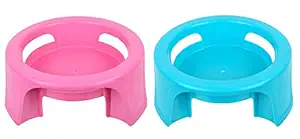 Heart Home Plastic 2 Pieces Multipurpose Plant Pot Water Pot Gas Cylinder Stand (Pink & Green) - CTHH22115