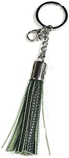 Tassel Keychain Key Rings Handbag Charm Fringe Purse Accessories Genuine Leather (Green)