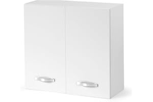 Linea Azzurra Pensile Cucina Sospeso 80 con 2 Ante e 2 Ripiani Mobile in Legno Made in Italy H72xL80xP32 cm cm Facile da Montare (Bianco Frassinato)