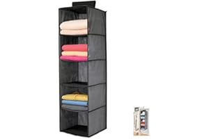 Iklob Store: organizer da appendere (grigio 5 livelli, 30 x 30 x 100 cm), organizer per scarpe, organizer per vestiti e organizer per borse