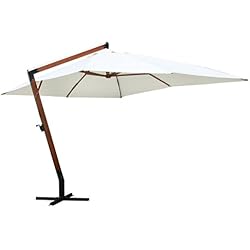 vidaXL Parasol Blanc déporté XXL 3x4m avec Pied en Bois Dur