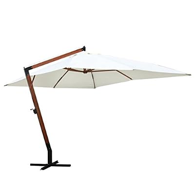 VIDAXL Parasol blanc déporté XXL 3x4m avec pied en bois dur