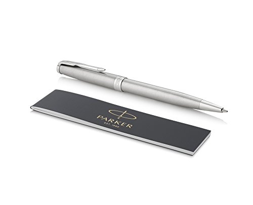 Parker Sonnet Stainless Steel Kugelschreiber (mittlere Schreibspitze) mit Palladium-beschichteten Zierteilen - in attraktiver Geschenkbox