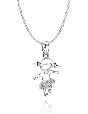 MATERIA Kinder Anhänger Mädchen mit Rock 925 Silber Zirkonia rhodiniert inkl. Schmuckbox #KA-400