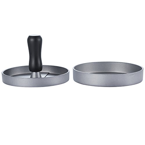 GWHOLE Hamburgerpresse + 100 Blatt Antihaftpapier patty maker aus Aluguss mit Antihaftbeschichtung, 11 cm - 7