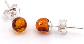 BALTIC AMBER &amp; STERLING SILVER STUD EARRINGS