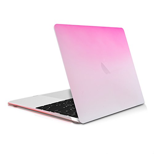 kwmobile Hardcase Laptop Hülle für Apple MacBook 12″ – Zwei Farben Design Pink Transparent dünne gummierte Schutzhülle Cover Case Tasche - 5