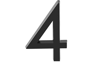 CCUUHJ 4 Inch Self-adhesive Door House Numbers 3D Mailbox Numbers Stickers Street Address Number for Mailbox Signs Chrome Plated (Black-4)
