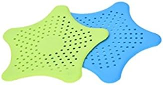 Harlem H-Pack of 2 Starfish Silicone Drain Protector Suction Cups Drain Cover Hair Catcher Sink Strainers,Blue &amp;Green