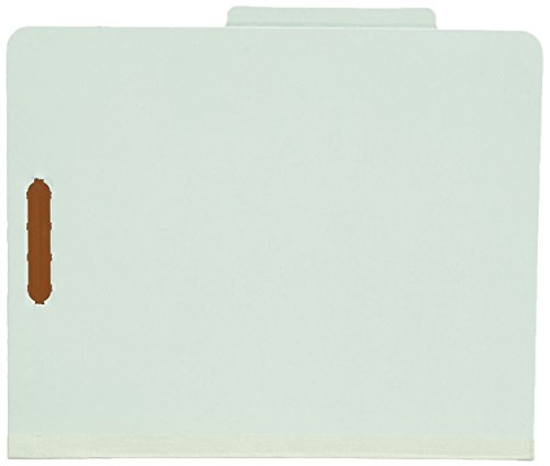 AmazonBasics Pressboard Classification File Folder with Fasteners, 2 Dividers, 2-Inch Expansion, Letter Size, Gray/Green, 10-Pack