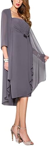 Angelbridal Women's Long Sleeve Chiffon Mother of the Bride Dresses Jacket Formal Evening Party Gowns Grey 26