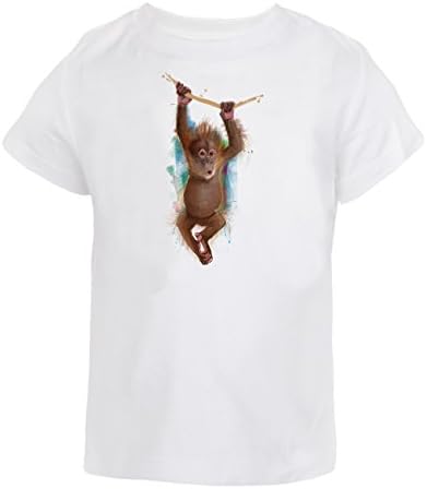 The Groovy Art - Baby Orangutan Animal Painting - Kids T-Shirt - White 1 - 2 Years