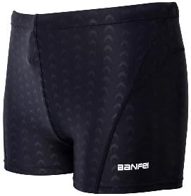 EASEA Men`s Quick Dry Swimsuit Swimming Boxer Shorts Trunks Black/Black Line Large