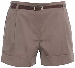 NEW WOMENS BLACK STONE LADIES BELTED HIGH-WAISTED SHORTS HOT PANTS SIZE 8-20 (8, Taupe)