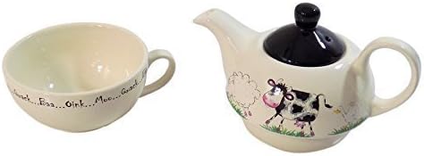 FARMYARD ANIMALS COW DUCK SHEEP TEA FOR ONE CUP TEAPOT 14CM X 12CM X 18CM