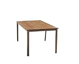 Aluminium Gartentisch mit Polystyren Lattung in Holzoptik Leichte Montage. Vormontage der Tischplatte auf Profilrahmen Wartungsfrei, wetterfest, UV-beständig