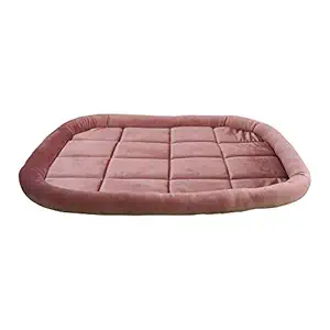 Hiputee Rectangular Peach Holland Velvet Pad Bed for Dogs & Cats (Medium, Peach)