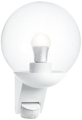 Steinel 005917 L 585 Blanc - Luminaire extérieur avec détecteur de mouvement 180° portée 12m, design classique, Éclairage extérieur en verre soufflé á bouche, idéal pour les garages et entrées