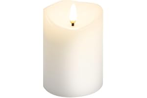 goobay LED Candles White Real Wax Candle 7,5x10cm with Timer Function Warm White 3D Battery-Powered Wick, for Elegant Decoration, Safe and Stylish Lighting 77774